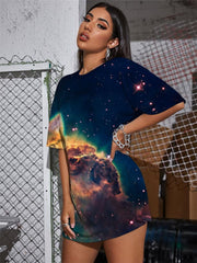 Cat T Shirt Women Animal Gothic Galaxy T-shirts 3d Space Tshirt Printed Universe Funny T shirts