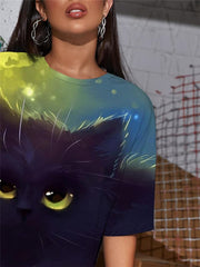 Animal T-shirt Women Cat T-shirts 3d Graffiti Shirt Print Harajuku Tshirt Printed