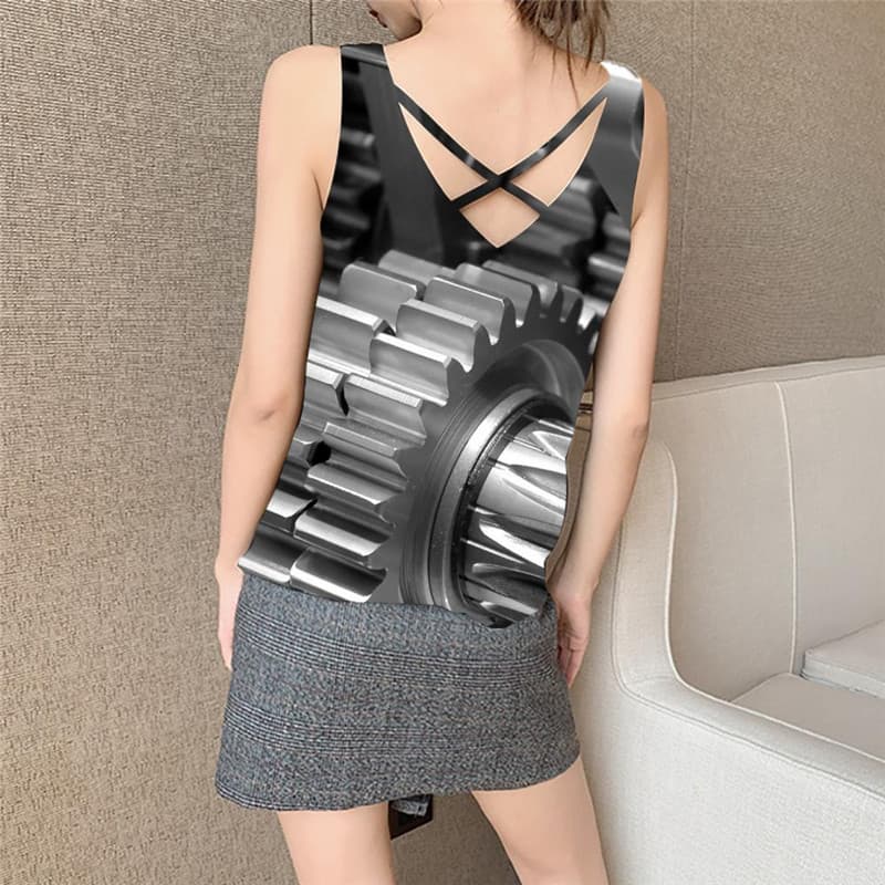 
Metal Tank Top Women Engine Anime Clothes Gear Vest Printed Punk Rock Sleeveless 3d
                