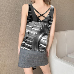 Metal Tank Top Women Engine Anime Clothes Gear Vest Printed Punk Rock Sleeveless 3d