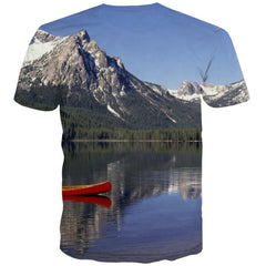 fishing T-shirt Men fish Tshirt Printed lake Tshirts Novelty Short Sleeve - KYKU