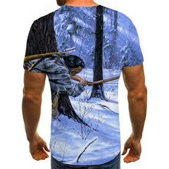 Animal T-shirt Men Hunting Tshirt Printed Landscape Tshirts Casual Snow Anime Clothes