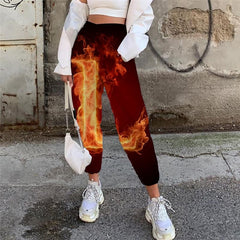 Flame Trousers Women Letter Jogger Pants Couple Casual Pant Women Sweatpants