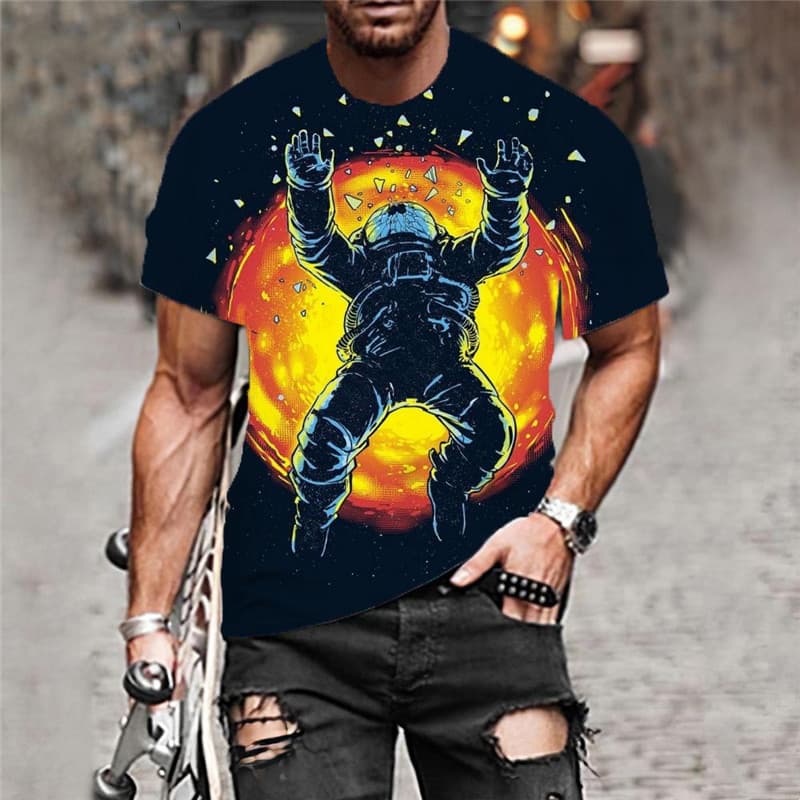 
Astronaut T-shirt Men Flame Shirt Print Space Tshirts Casual Earth T-shirts 3d
                