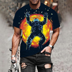 Astronaut T-shirt Men Flame Shirt Print Space Tshirts Casual Earth T-shirts 3d