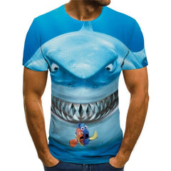 Shark T-shirt Men Ocean Tshirts Casual Animal T-shirts 3d Blue Funny T shirts Funny Tshirt Printed
