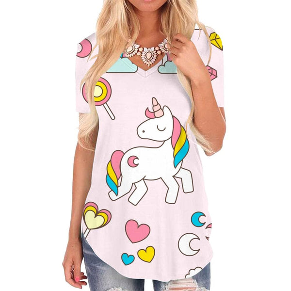 Unicorn T Shirt Women Animal Tshirts Printed Rainbow Funny T shirts Moon T-shirts 3d Love Shirt Print