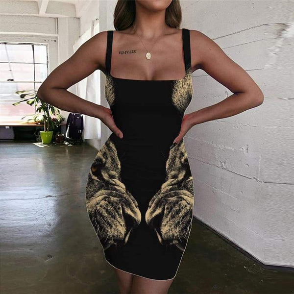 Lion Dress Women Animal Bodycon Dress Anime Vestido Sexy Ferocious Ladies Dresses Hip Hop 3d Print - KYKU