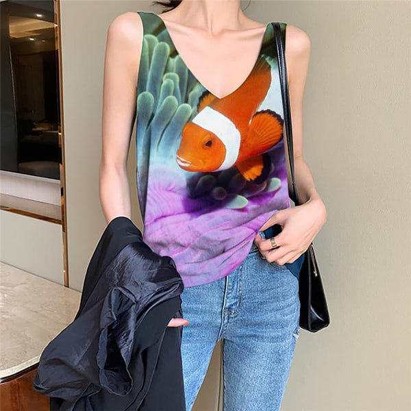 Fish Tank-Top women Colorful Vest Print Animal Anime Clothes Tropical Vest Printed Graffiti Funny Top
