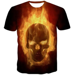 Skull T shirt Men Flame Tshirt Printed Gothic Anime Clothes Funny Shirt Print