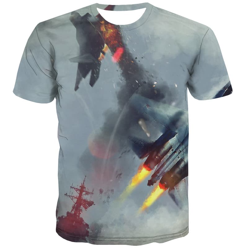 
War T-shirt Men Military T-shirts Graphic Helicopter Tshirts Casual Flame Tshirts Cool
                