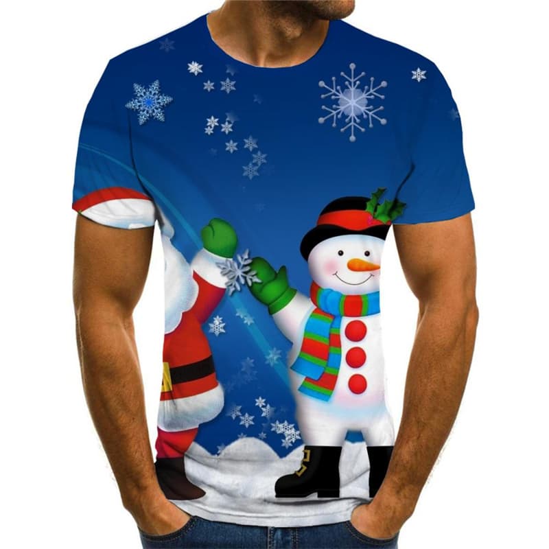 
Christmas T-shirt Men Santa Claus T shirts Funny Snowman Tshirts Novelty New Year Tshirts Casual
                