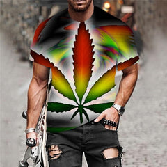 Smoke T shirt Men Colorful Shirt Print Leaves Anime Clothes Colorful Tshirt Printed