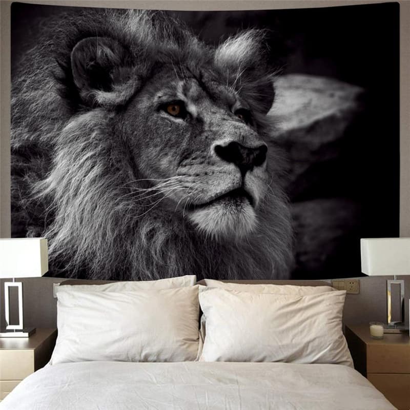 
Lion Tapiz Animal Home Tapestrys Anime Rug Wall Harajuku Tenture Mandala Black Tapestries
                