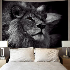 Lion Tapiz Animal Home Tapestrys Anime Rug Wall Harajuku Tenture Mandala Black Tapestries