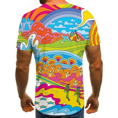 Hippie T shirt Men Waves Tshirts Casual Colorful Funny T shirts Hip Hop Anime Clothes