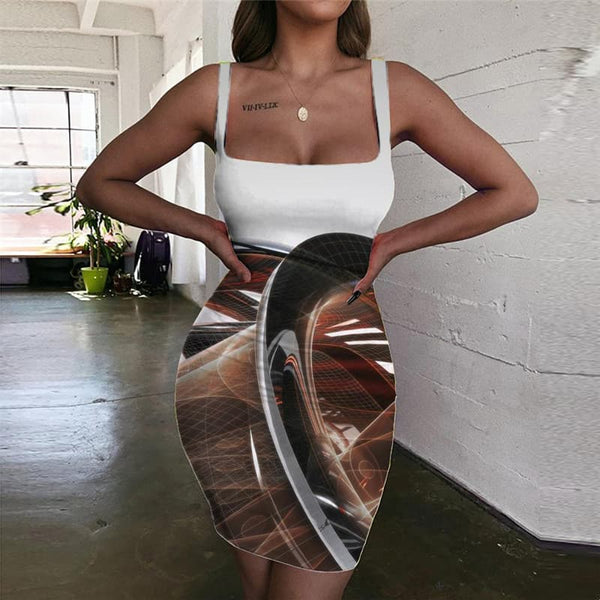 Metal Dress Women Engine Vestido Sexy Gear Ladies Dresses Art Sundress