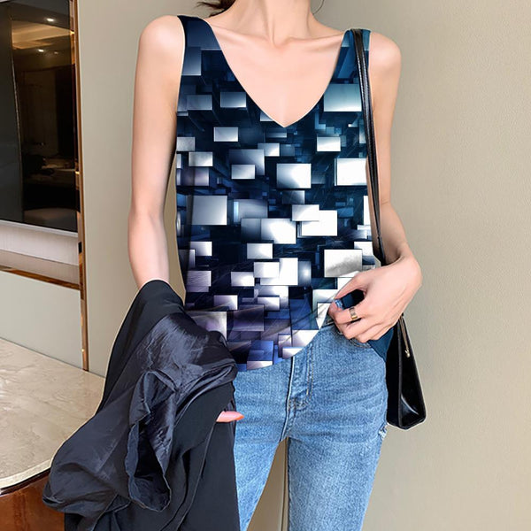 Geometric Tank-Top women Psychedelic Vest Print Vortex Anime Clothes Stereoscopic Sleeveless 3d - KYKU