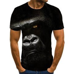 Orangutan T-shirt Men Animal T-shirts 3d Ferocious Tshirts Casual Black Tshirt Printed