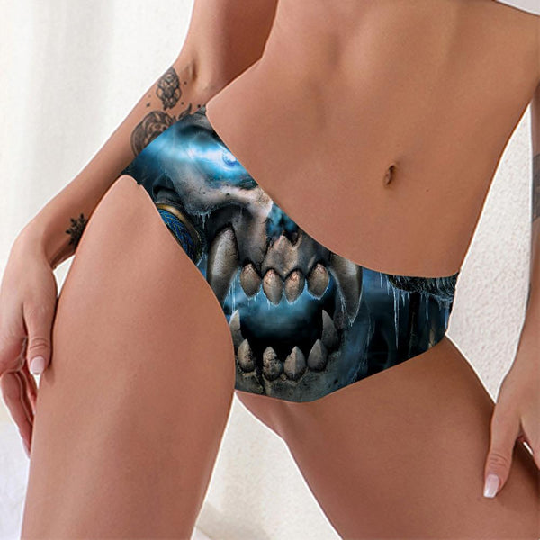 Skull Briefs Women Punk Seamless Beast Sexy Blue Pantys Angle Underwear - KYKU