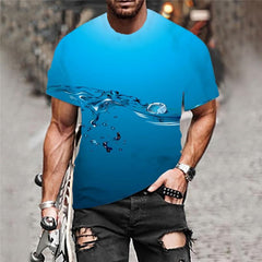 Water Droplets T shirt Men Blue Shirt Print Harajuku Funny T shirts Novel Anime Clothes