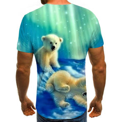 Bear T shirt Men Animal Funny T shirts Galaxy Shirt Print Hip Hop Tshirts Casual