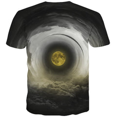 Moon T shirts Men Space T shirts Funny Novel Tshirts Casual Black T-shirts 3d