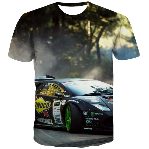 Racing Car T-shirt Men Metal Shirt Print City T-shirts 3d Gray Tshirts Cool Retro Tshirt Anime