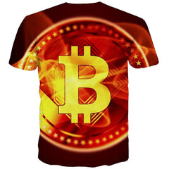 Bitcoin T shirt Men Flame Funny T shirts Red Anime Clothes Retro Shirt Print