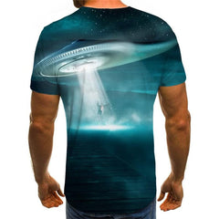 Ufo T-shirt Men Galaxy Anime Clothes Space Funny T shirts Universe Shirt Print