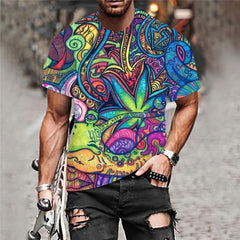 Hippie T shirt Men Colorful Funny T shirts Graffiti Shirt Print Happy Anime Clothes