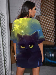 Animal T-shirt Women Cat T-shirts 3d Graffiti Shirt Print Harajuku Tshirt Printed