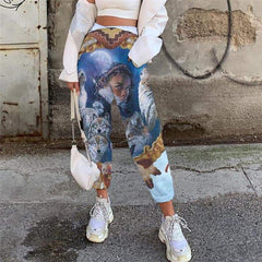 Indios Pants Women Wolf Casual Pant Animal Trouser Lovely Jogger Pants - KYKU