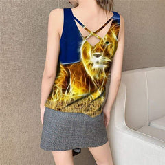 Lion Tank Top Women Animal Sleeveless 3d Anime Anime Clothes Harajuku Vest Printed Lightning Vest Print - KYKU