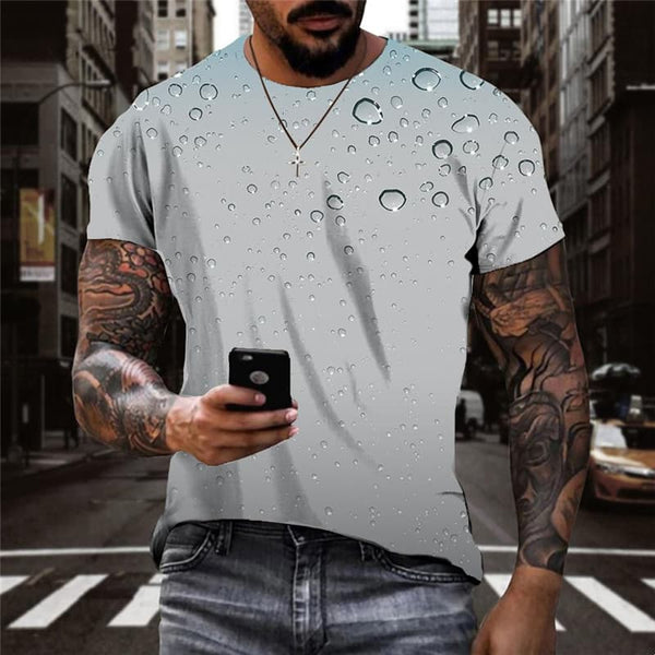 Raindrop T shirt Men Retro Tshirts Casual Novel Shirt Print Harajuku Tshirt Printed