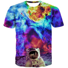 Astronaut T-shirt Men Nebula Tshirt Printed Colorful Tshirts Casual Space T-shirts 3d