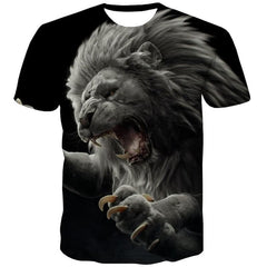 Lion T shirt Men Animal Anime Clothes Ferocious Funny T shirts Harajuku Shirt Print
