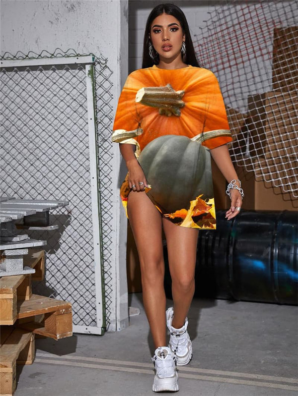 Pumpkin T Shirt Women Halloween Summer Corn Gothic Novel T-shirts 3d