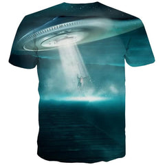 Ufo T-shirt Men Galaxy Anime Clothes Space Funny T shirts Universe Shirt Print