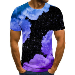 Galaxy T shirt Men Smoke Cloud Anime Clothes Art T-shirts 3d Retro Tshirts Casual
