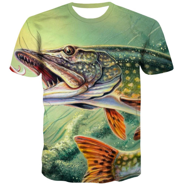 fishing T shirts Men fish Tshirts Cool Short Sleeve Hip hop New Slim Personality - KYKU