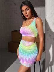Dizziness Dress Women Colorful 3d Print Rainbow Halter Sleeveless