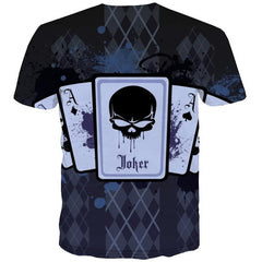 Playing Cards T-shirt Men Skull Funny T shirts Hip Hop Tshirts Casual Black Tshirt Printed
