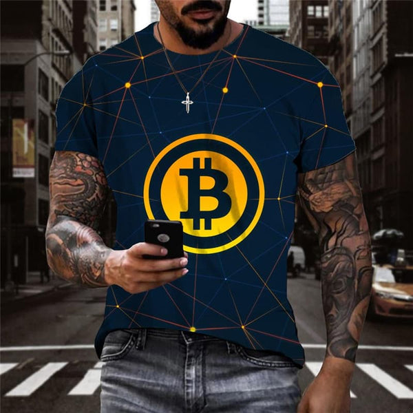 Bitcoin T shirt Men Retro T-shirts 3d Harajuku Anime Clothes Novel Tshirts Casual
