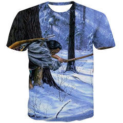 Animal T-shirt Men Hunting Tshirt Printed Landscape Tshirts Casual Snow Anime Clothes