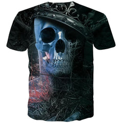 Skull T-shirt Men Skeleton Tshirts Casual Abstract Funny T shirts Gothic Tshirt Printed
