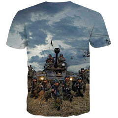 Tank T-shirt Men War Tshirt Printed Military Tshirts Novelty Helicopter T-shirts 3d - KYKU