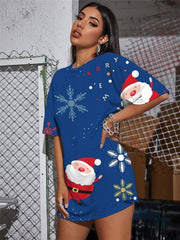 New Year T-shirt Women Santa Claus Gothic Snowflake Tshirt Printed