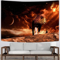 Lion Tapiz Animal Tapestries Anime Rug Wall Galaxy Home Tapestrys Moon Tenture Mandala