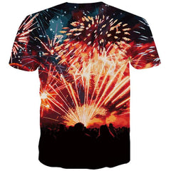 Fireworks T-shirt Men Colorful T-shirts 3d Romantic T shirts Funny Art T-shirts Graphic Harajuku Tshirts Novelty - KYKU